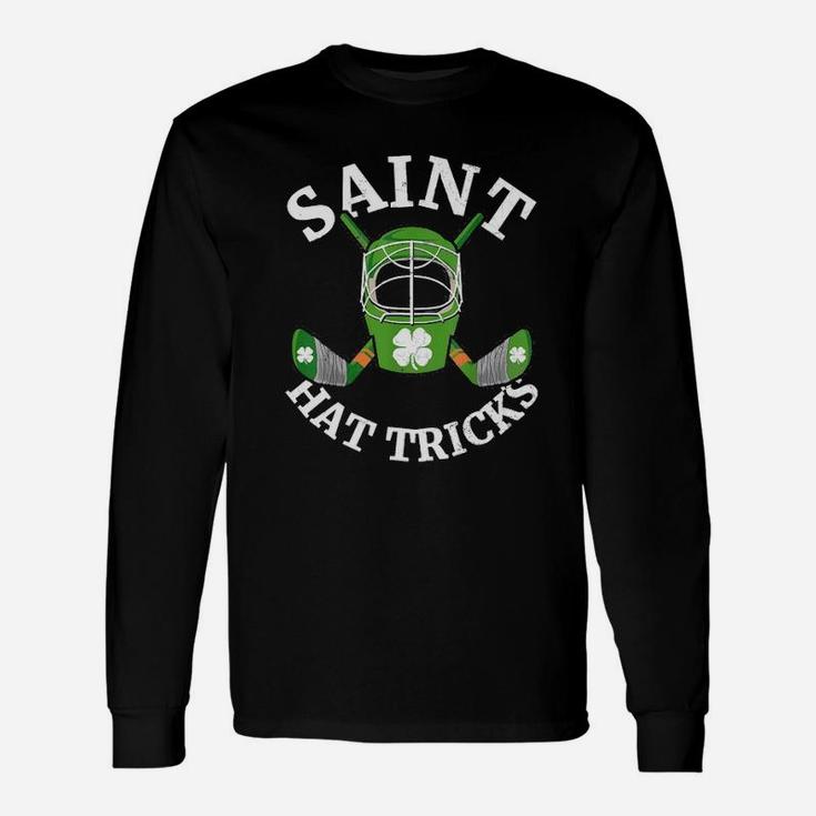 St Patricks Day Saint Hat Tricks Hockey Shamrock Long Sleeve T-Shirt