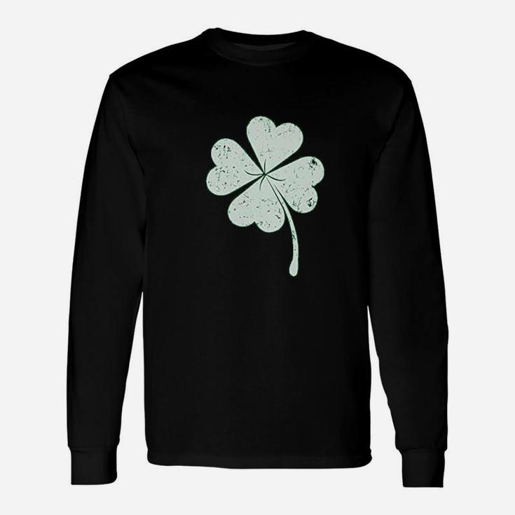 St Patricks Distressed Clover Lucky Charm Shamrock Long Sleeve T-Shirt