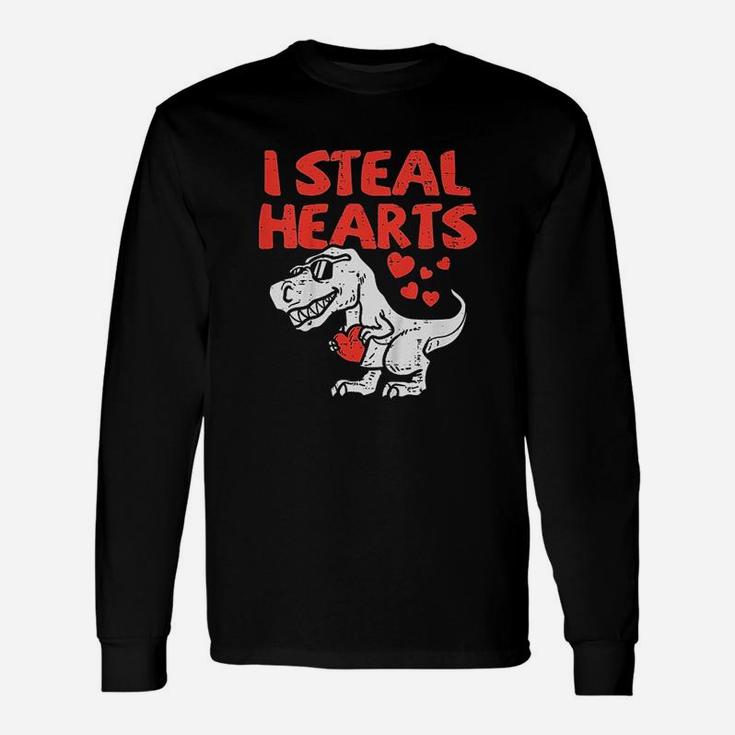 I Steal Hearts Trex Dino Cute Baby Boy Valentines Day Long Sleeve T-Shirt