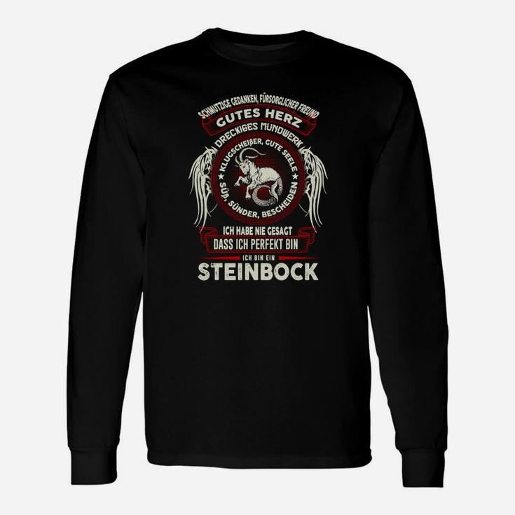 Sternzeichen Steinbock Langarmshirts Schwarz, Cooles Herz & Böser Charakter Design