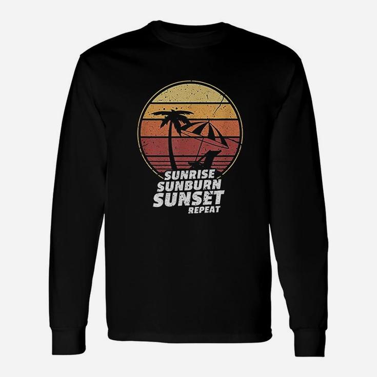 Sunrise Sunburn Sunset Repeat Vintage Vacation Beach Long Sleeve T-Shirt