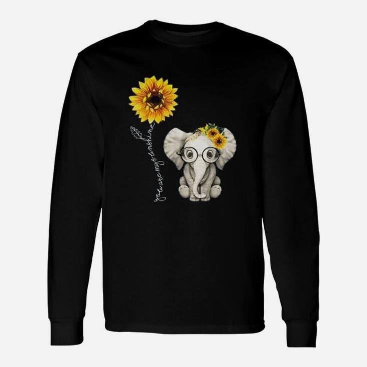 You Are My Sunshine Hippie Sunflower Elephant Friends Long Sleeve T-Shirt