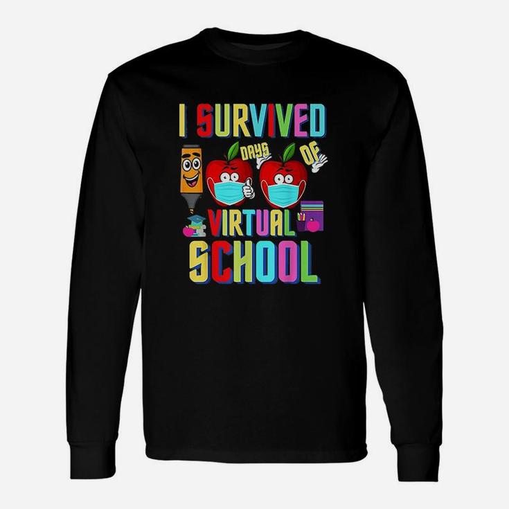 I Survived 100 Days Of Virtual School Students And Teachers Long Sleeve T-Shirt