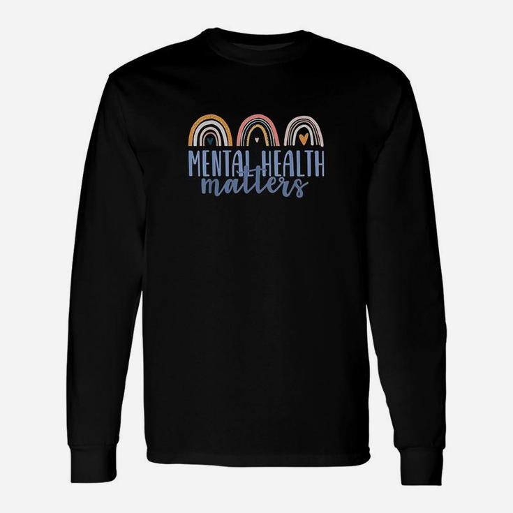 Mental Health Matters End The Stigma Boho Rainbow Retro Long Sleeve T-Shirt