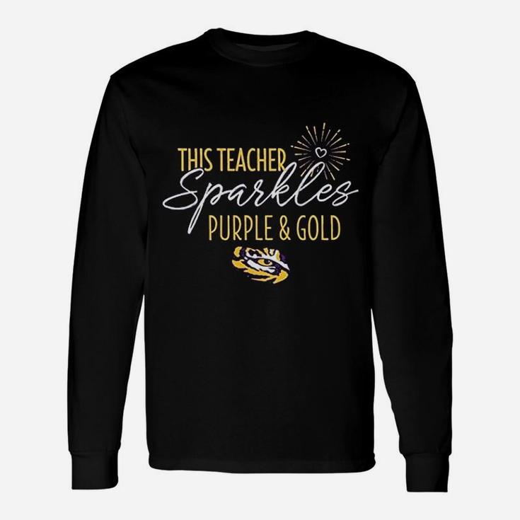 This Teacher Sparkles Purple And Gold Long Sleeve T-Shirt