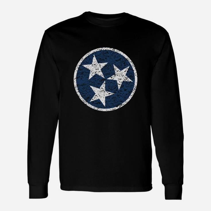 Tennessee Flag Symbol Blue Distressed T-shirt Long Sleeve T-Shirt