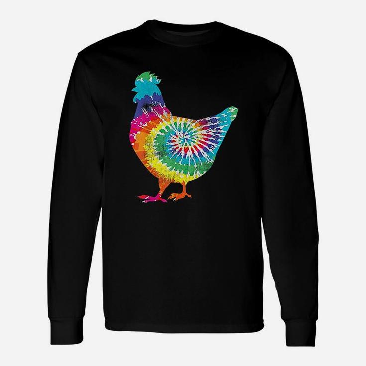 Tie Dye Chicken For Hippy Farmer Hobby Farm Long Sleeve T-Shirt