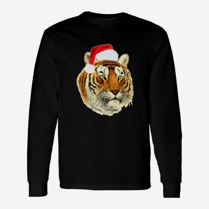 Tiger With Santa Hat Christmas T-shirt Long Sleeve T-Shirt