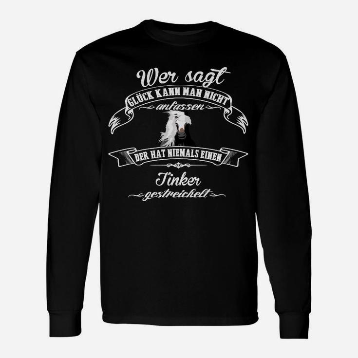 Tinker Pferd Spruch Langarmshirts, Glück Schwarzes Tee für Reiter