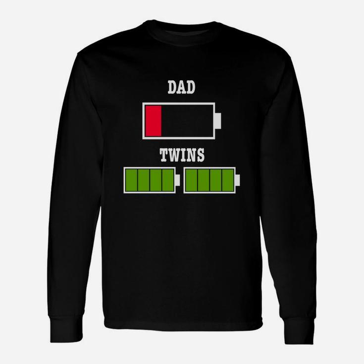 Tired Dad Low Battery Twin Father Fathers Day Xmas Long Sleeve T-Shirt