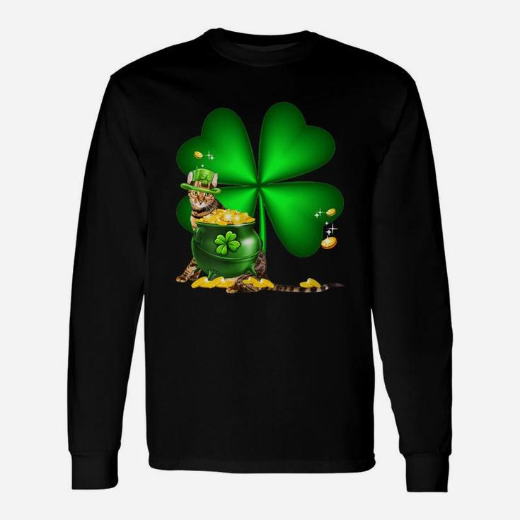 Toyger Shamrock St Patricks Day Irish Great Cat Lovers Long Sleeve T-Shirt