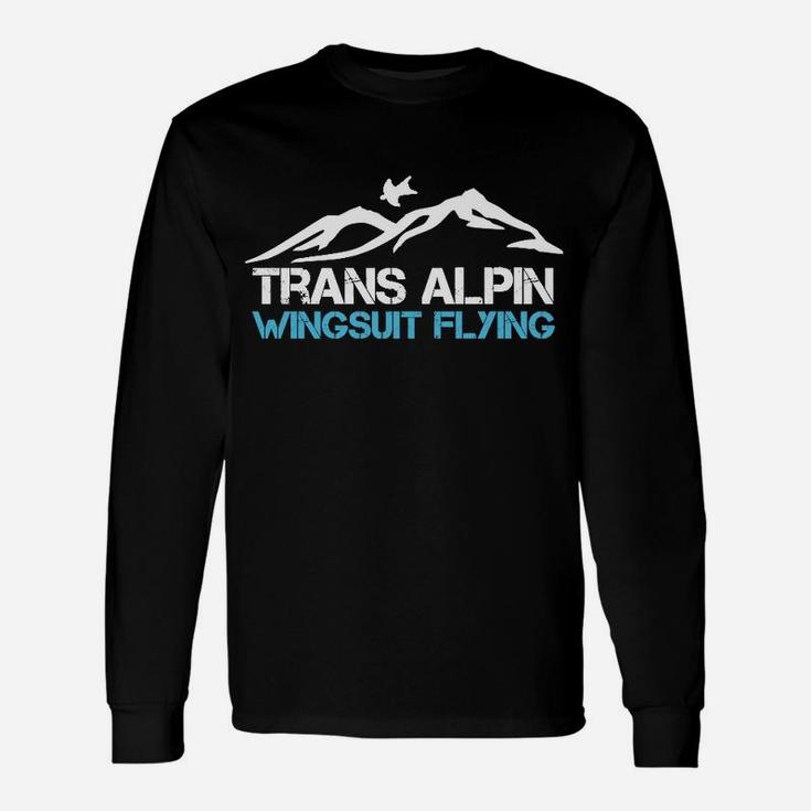 Trans Alpin Wingsuit Fliegen Begeistertes Schwarzes Langarmshirts, für Extremsportler