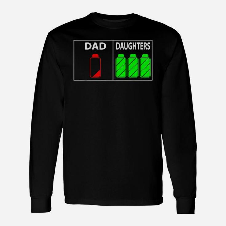 Triplet Dad Of Three Daughters Shirt Fathers Day Long Sleeve T-Shirt