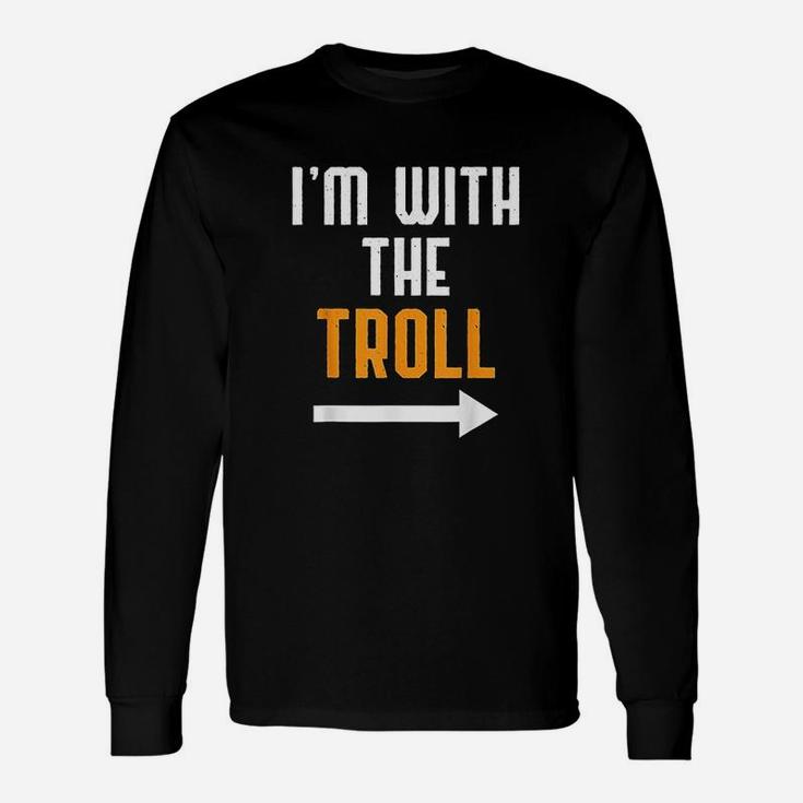 I Am With The Troll Costume Halloween Couple Long Sleeve T-Shirt