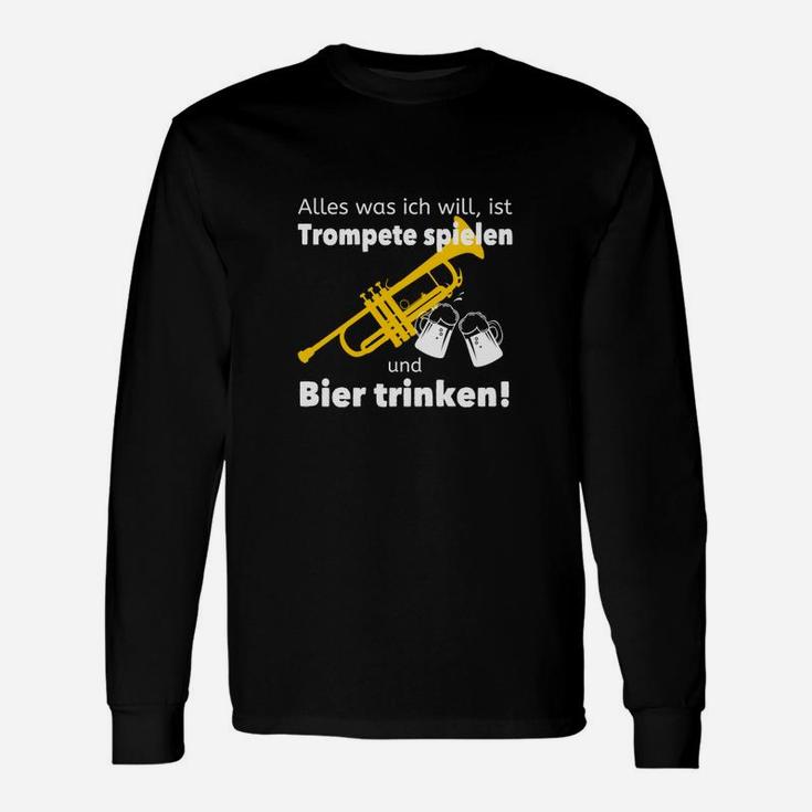 Trompeter-Langarmshirts: Trompete spielen & Bier trinken Lustiges Design