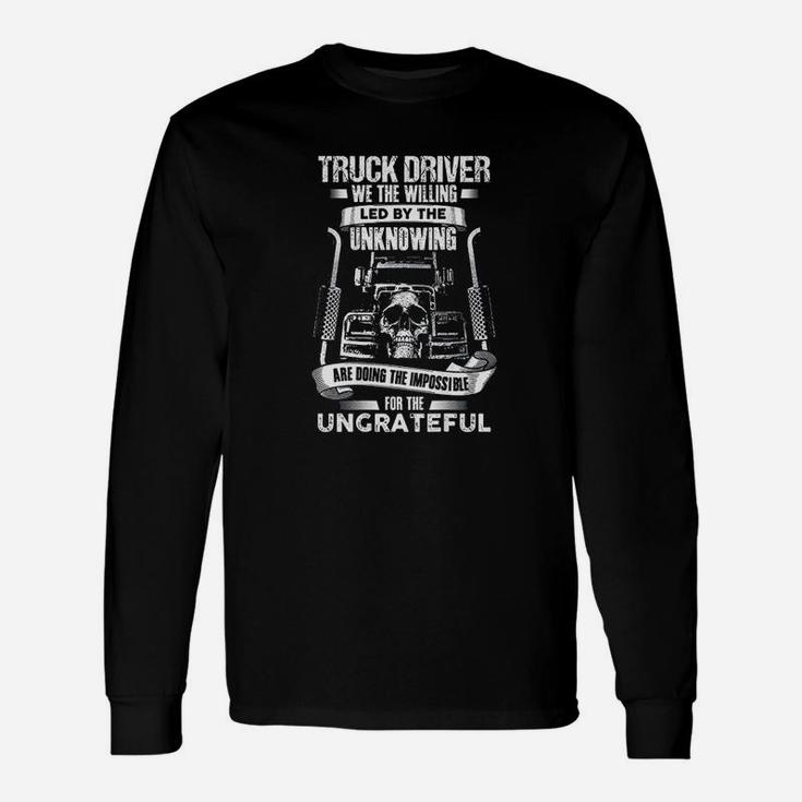 Truck Drivers Fun Truckers Trucking Skull Long Sleeve T-Shirt