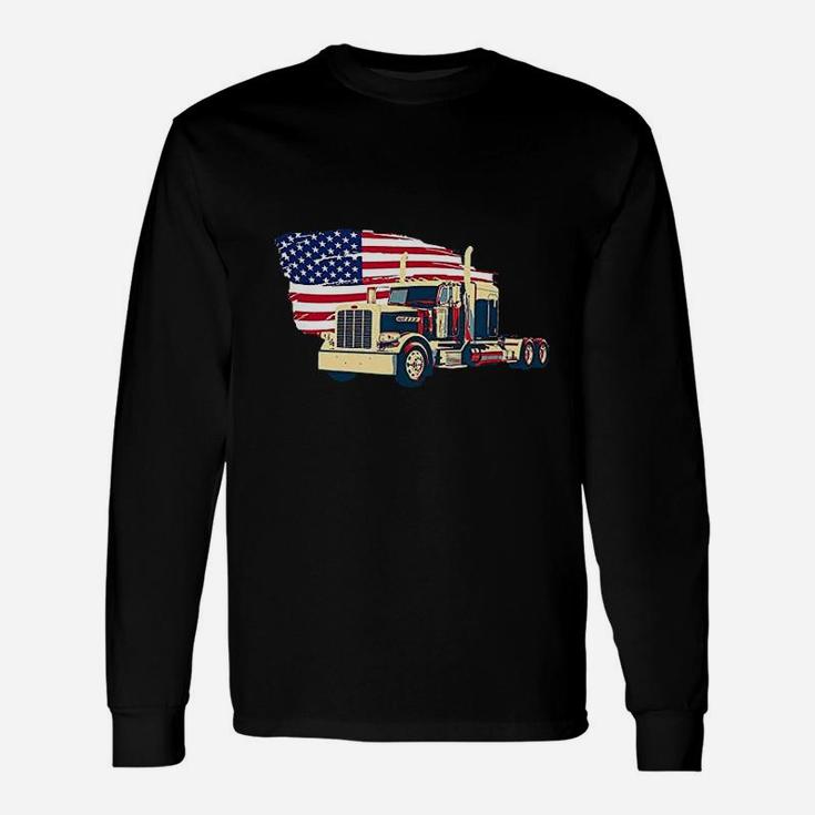 Trucks Truck Driver Semi Truck Driver American Trucker Long Sleeve T-Shirt