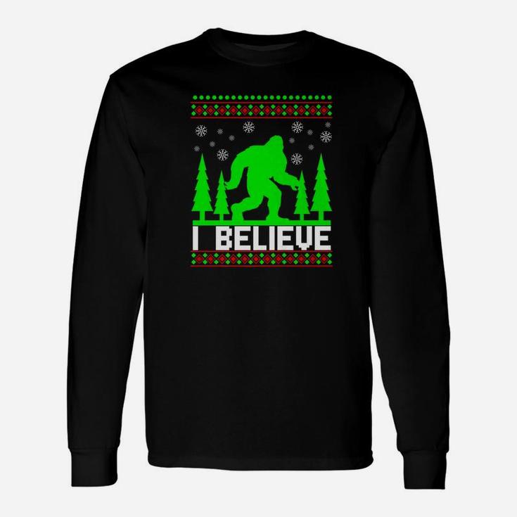 Ugly Christmas Bigfoot Believe Sasquatch Xmas Long Sleeve T-Shirt