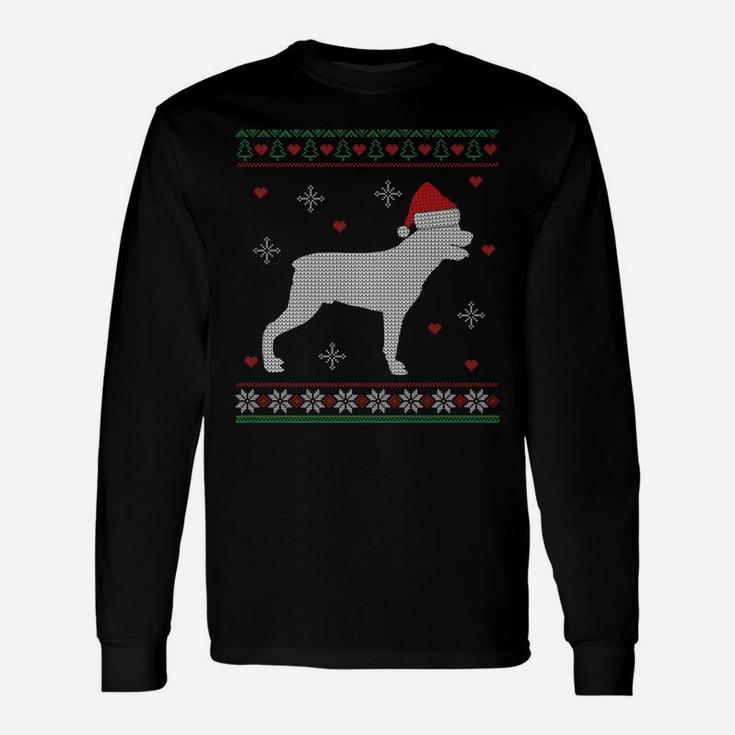 Ugly Christmas Rottweiler Dog Lover Long Sleeve T-Shirt