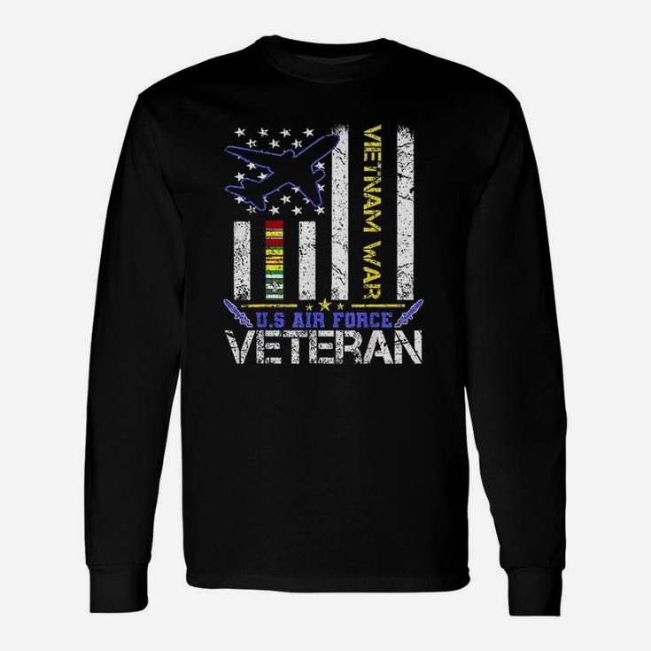 Us Air Force Vietnam Veteran Military Veteran Us Flag Long Sleeve T-Shirt