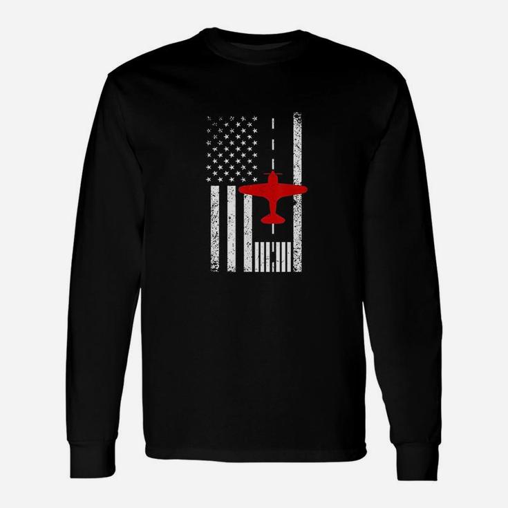 Us Flag Airport Runway! Airplane Pilot Gift T-Shirt