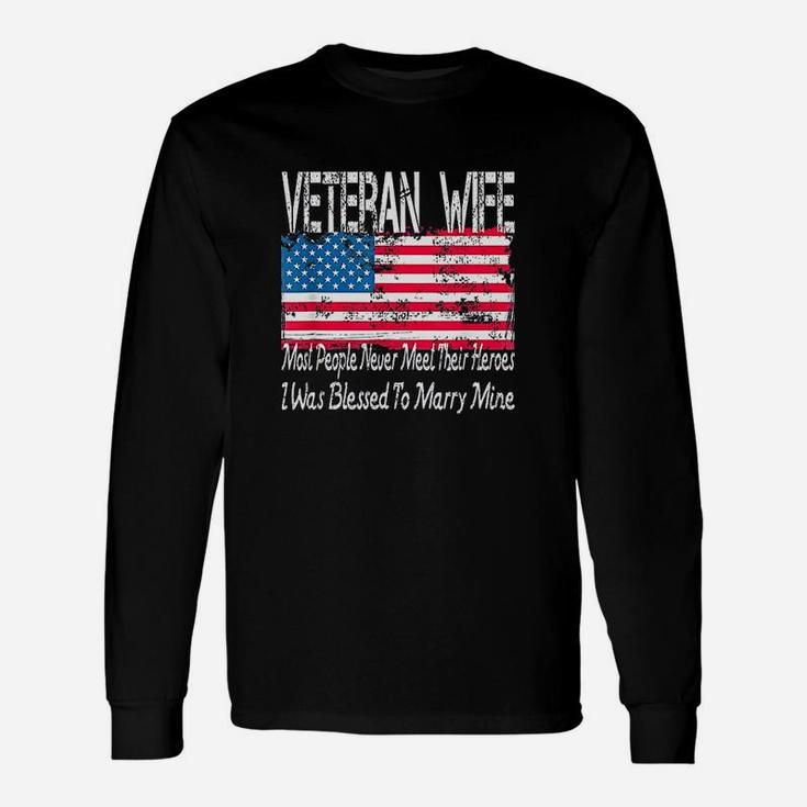 Us Military Veteran Wife Blessed To Marry My Hero Long Sleeve T-Shirt