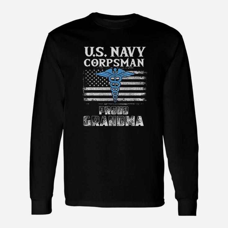 Us Navy Corpsman Proud Grandma Awesome Long Sleeve T-Shirt