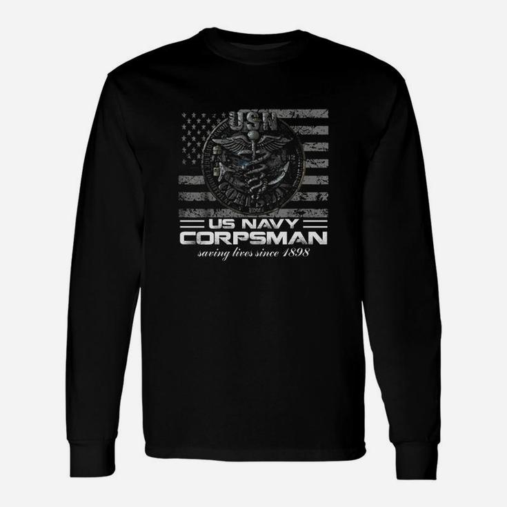 Us Navy Corpsman Navy Veteran Ideas Long Sleeve T-Shirt