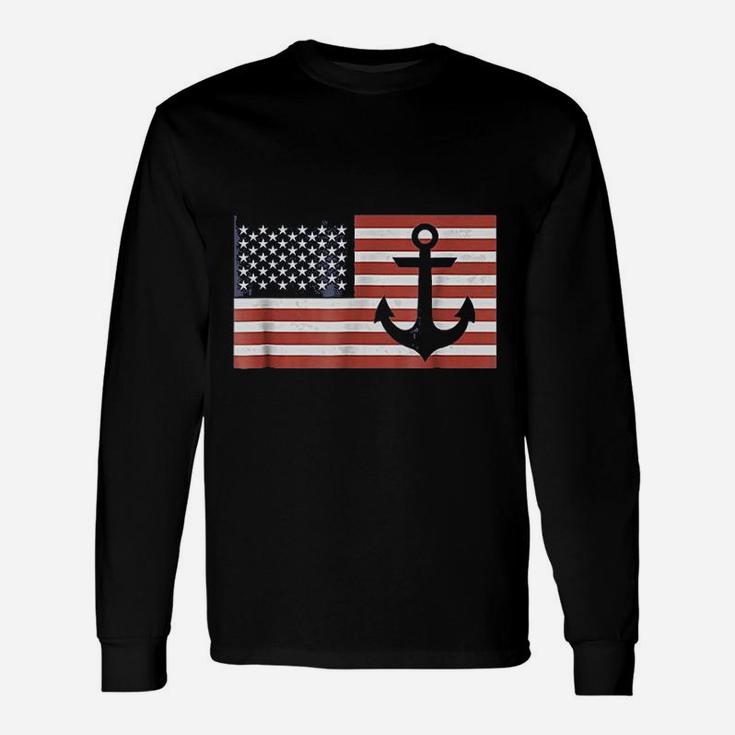Usa American Flag Nautical Blue Anchor Patriotic T-Shirt