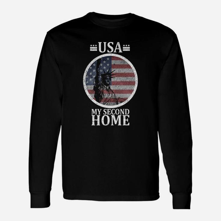 USA-Themen-Langarmshirts im Vintage-Look, My Second Home mit Amerikanischer Flagge