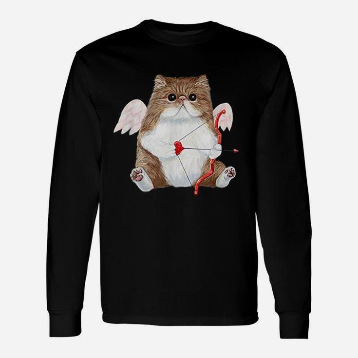 Valentines Day Cat Cupid Heart Long Sleeve T-Shirt