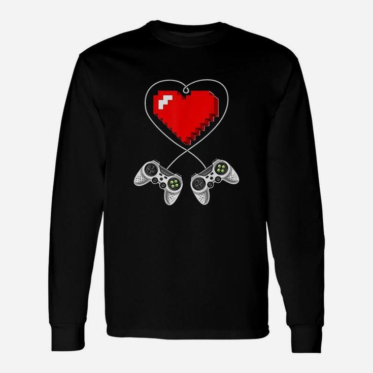 Valentine's Day Video Game Controller Heart Gamer Boys Long Sleeve T-Shirt