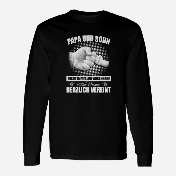 Vater und Sohn Hand-in-Hand Langarmshirts, Schwarz Familienband-Design