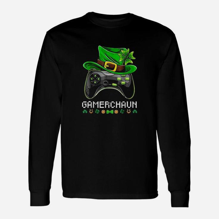Video Game Leprechaun St Patricks Day Gamer Boys Gaming Long Sleeve T-Shirt
