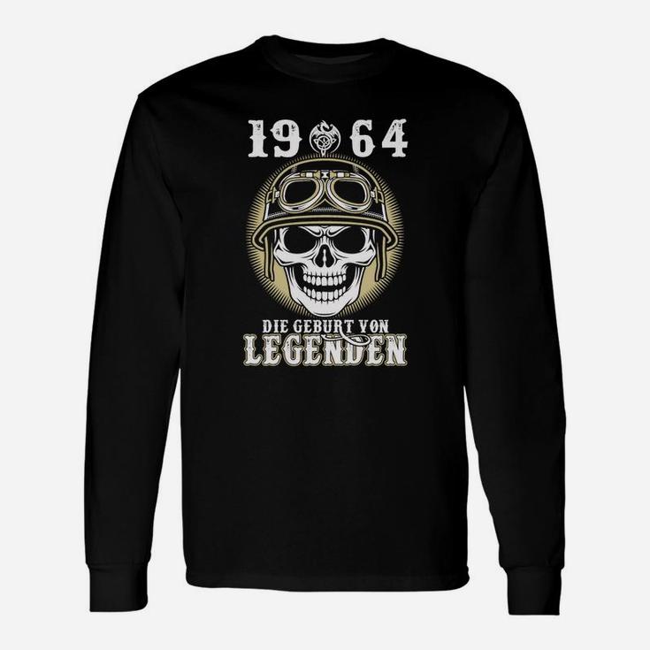 Vintage 1964 Motorrad-Schädel Langarmshirts für Legenden