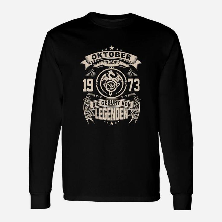 Vintage 1973 Legenden Langarmshirts, Oktober Geburtstagsedition