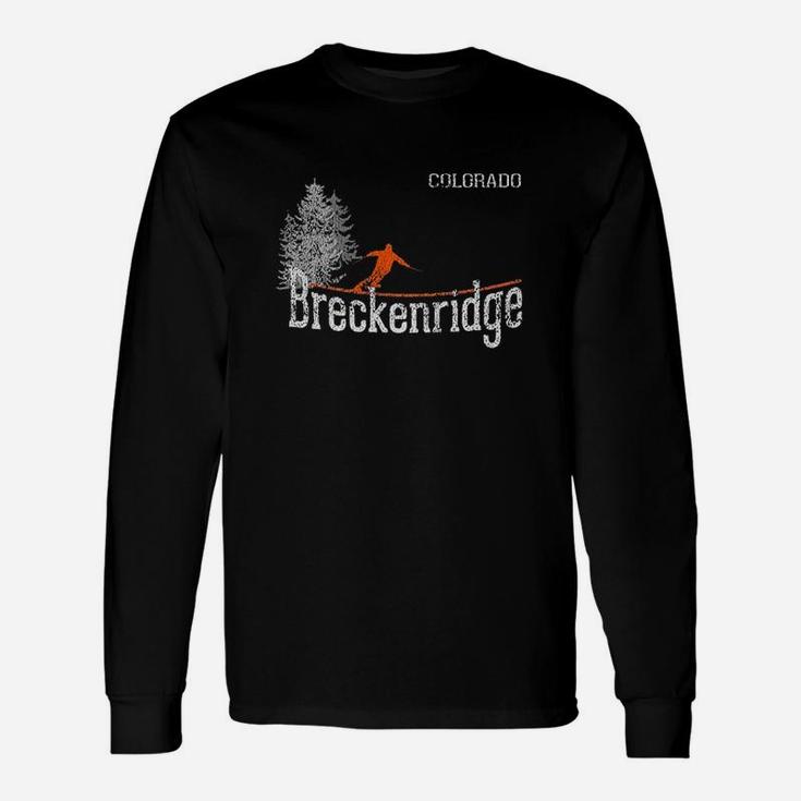 Vintage 1980s Style Breckenridge Co Skiing Long Sleeve T-Shirt