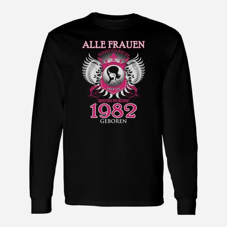 Vintage 1982 Schädel & Flügel Damen Langarmshirts Jahrgang Geburtstagsdesign