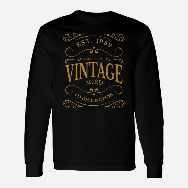 Vintage 80th Birthday Whiskey Wine Label Long Sleeve T-Shirt