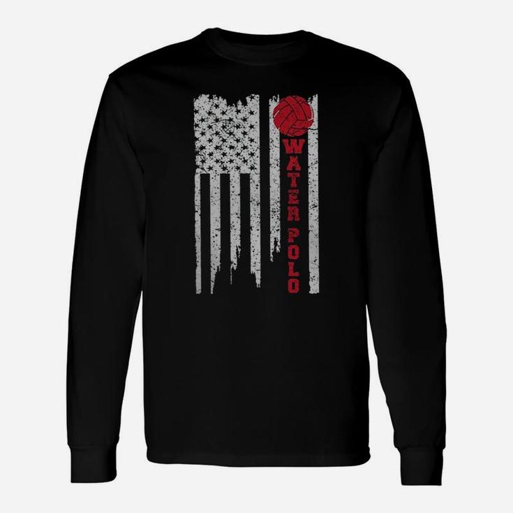 Vintage American Flag Water Polo Long Sleeve T-Shirt