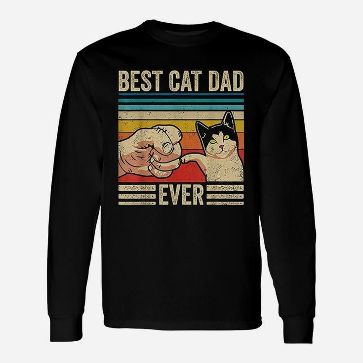 Vintage Best Cat Dad Ever Bump Fit Fathers Day Long Sleeve T-Shirt