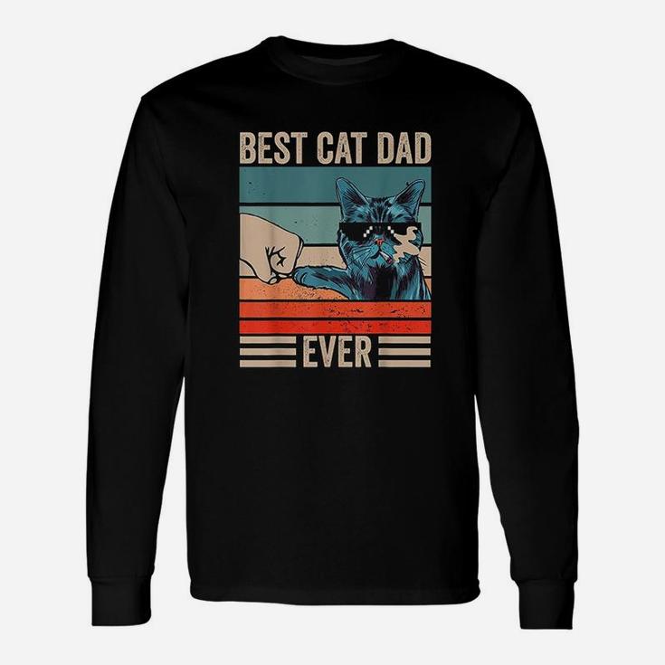 Vintage Best Cat Dad Ever Fathers Day Long Sleeve T-Shirt