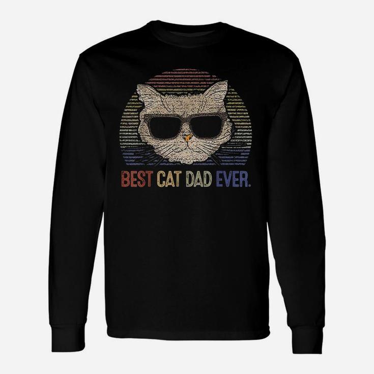 Vintage Best Cat Dad Ever Kitty Cats Lover Father Day Long Sleeve T-Shirt