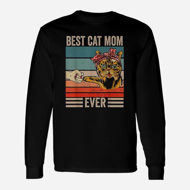 Vintage Best Cat Mom Ever Bump Fist Long Sleeve T-Shirt