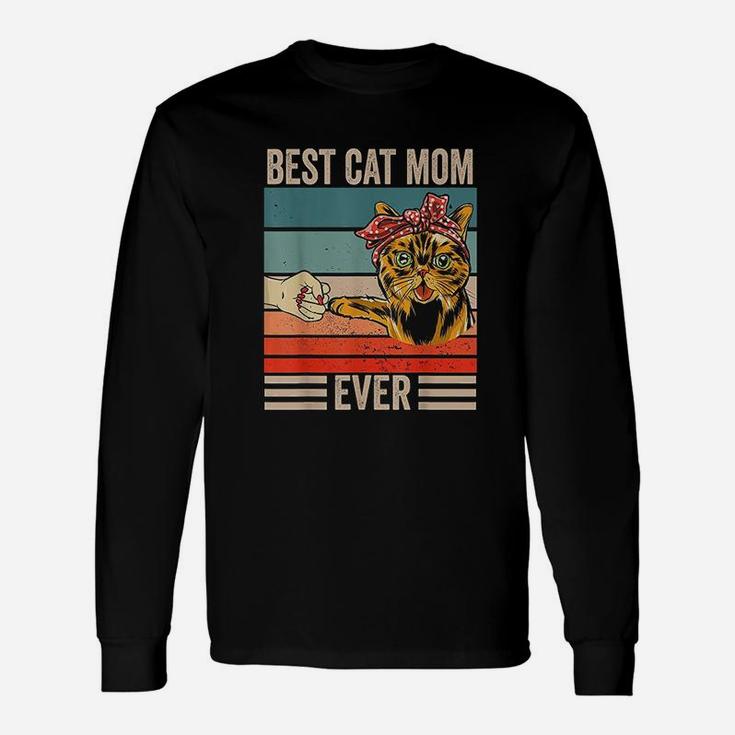 Vintage Best Cat Mom Ever Bump Fist Long Sleeve T-Shirt