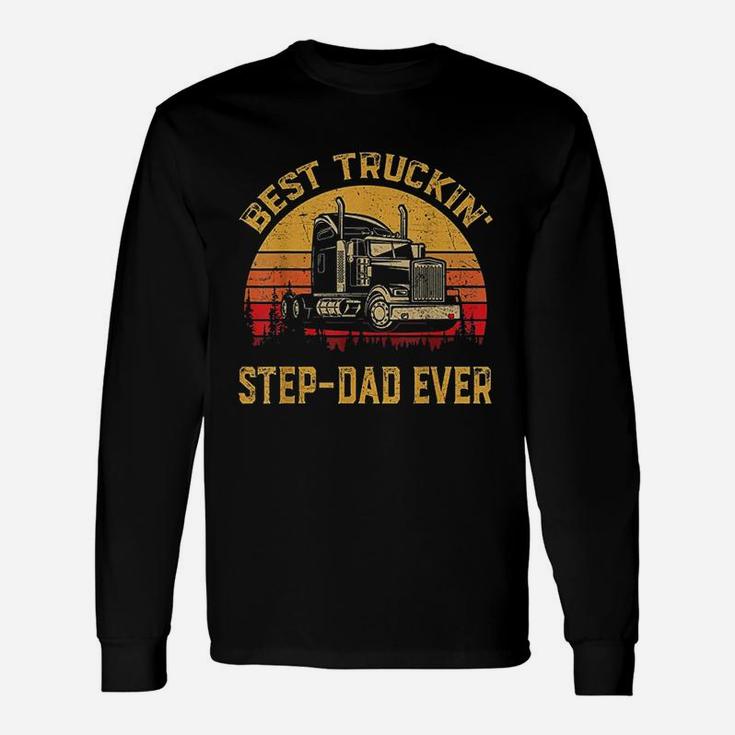 Vintage Best Truckin Stepdad Ever Retro Long Sleeve T-Shirt