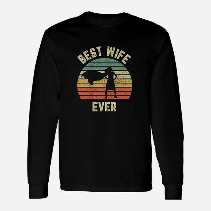 Vintage Best Wife Ever Holiday Superhero Fun Graphic Long Sleeve T-Shirt