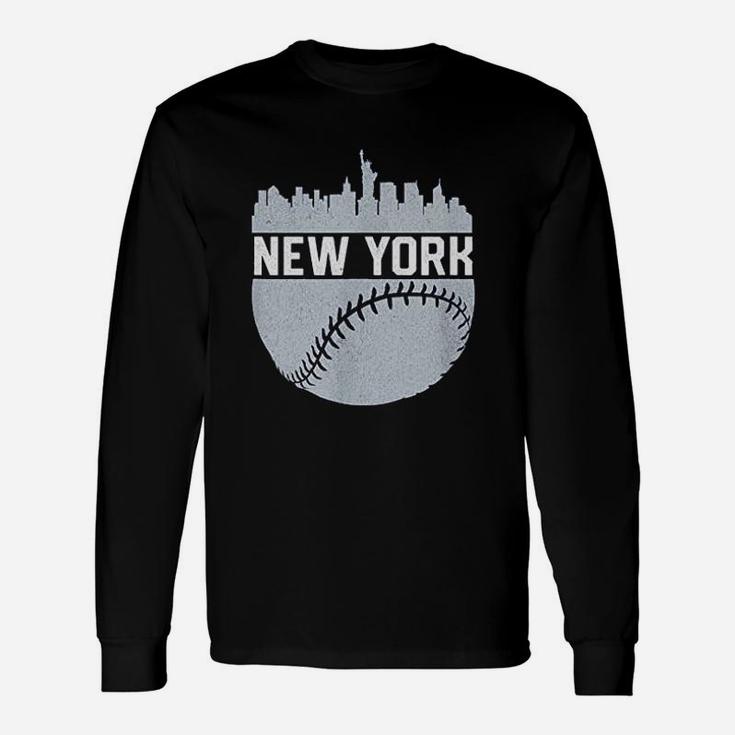 Vintage Downtown New York City Skyline Baseball Long Sleeve T-Shirt