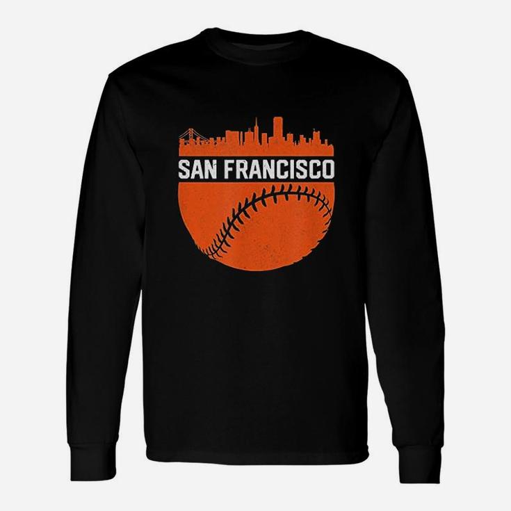 Vintage Downtown San Francisco Skyline Baseball Long Sleeve T-Shirt