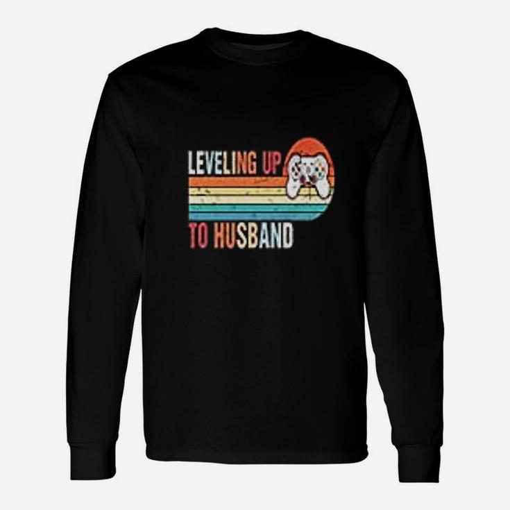 Vintage Leveling Up To Husband Engagement Party Long Sleeve T-Shirt